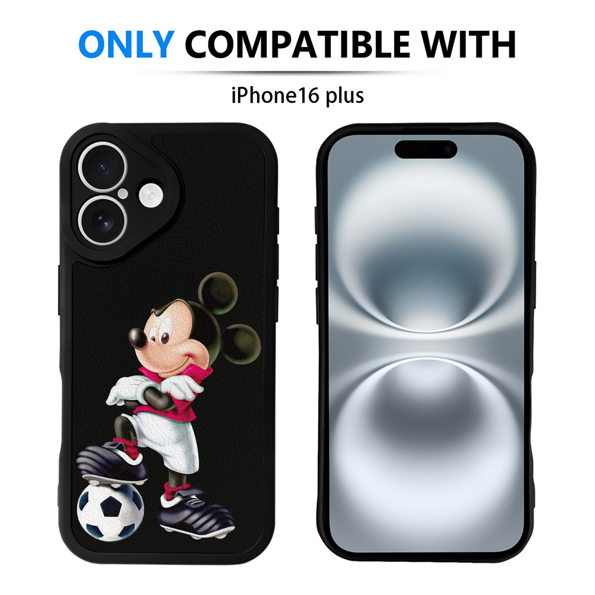 （画像用） ミッキーマウス Mickey Mouse 【iPhone 16シリーズ対応】シリコンスマホケース（レザー調） 材質：シリコン